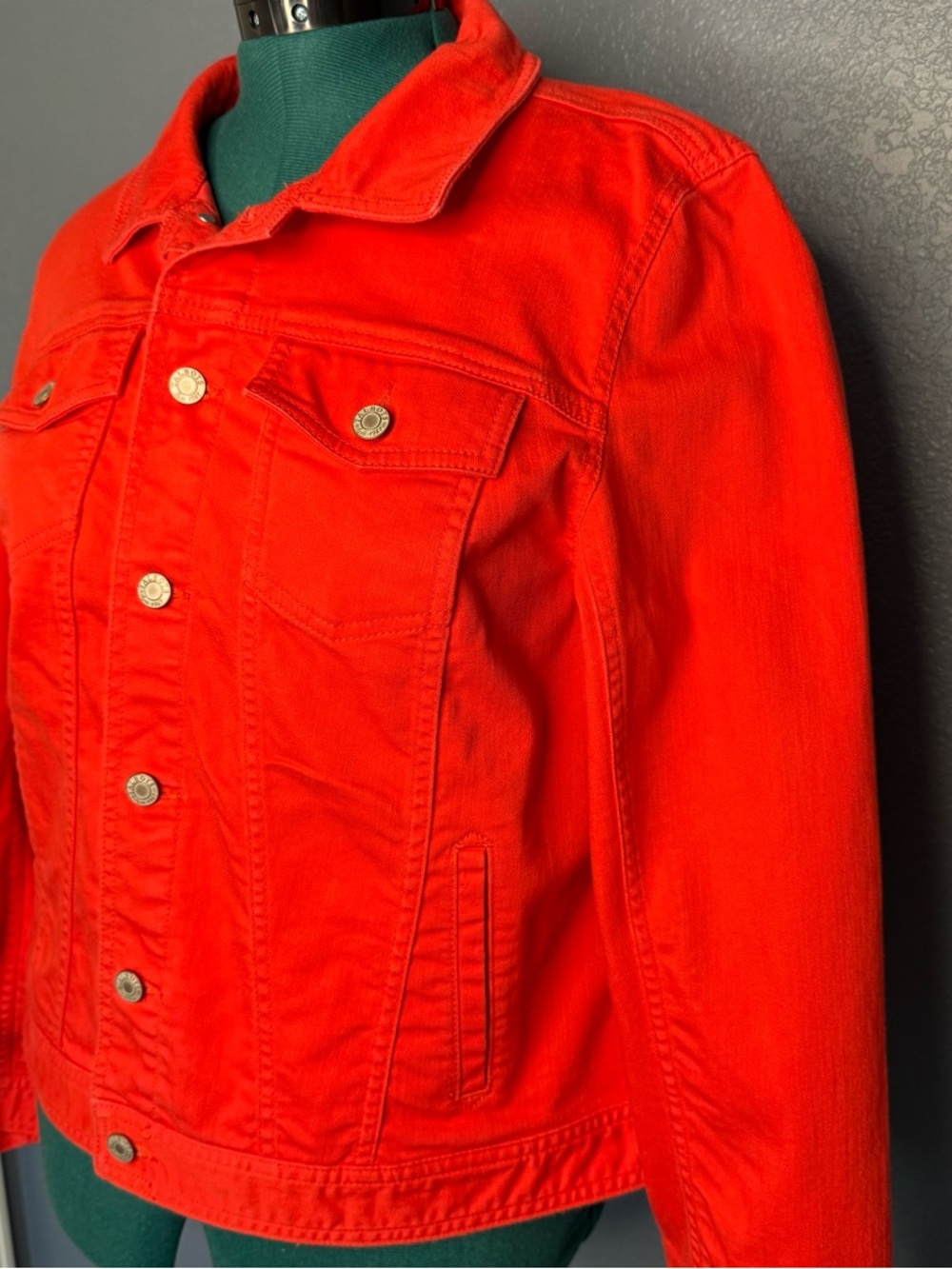 Talbots Bright Red Utility Jacket Structured Button Front Layer Size XL - Picture 5 of 13